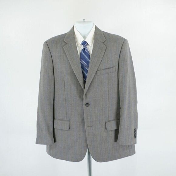Joseph Feiss Gold Tweed Wool‎ Gray Patchwork Herringbone Tan Blue Windowpane 44R - Picture 4 of 12